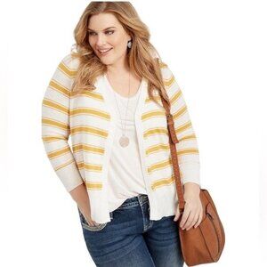 Maurice’s Women’s Open Front Striped Lightweight Slub Sweater Cardigan, size L